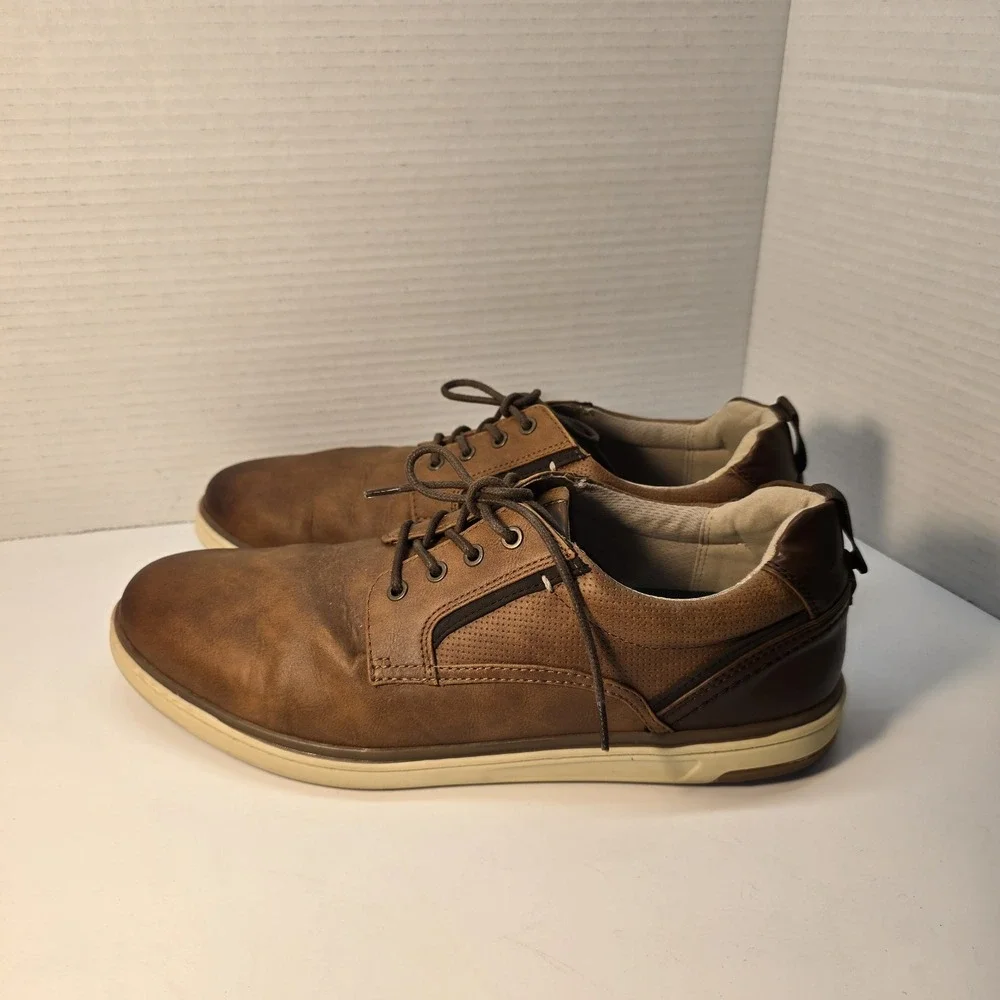 Crown Vintage Men's Size 11M‎ Lace Up Brown Faux Leather Oxford Shoes